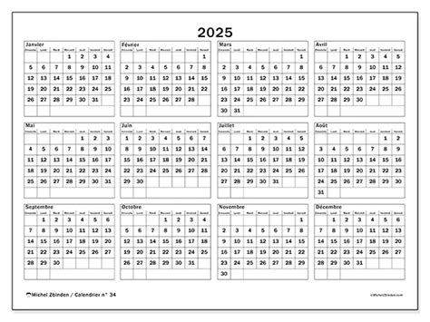 Calendriers Annuels 2024 Et 2025 Michel Zbinden FR