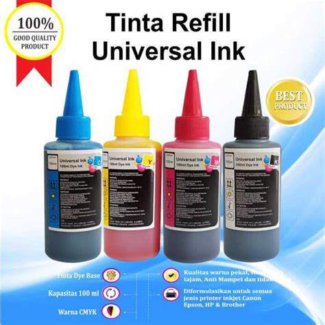 Paket Tinta Universal Ml Cmyk Refill Cartridge Printer Hp