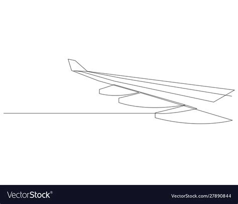 Wing airplane one line flying airplane Royalty Free Vector