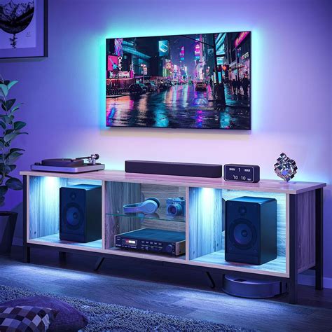 Free Shipping Bestier Tv Stand With Led Light For 75 Inch Tv Modern Gaming Entertainment