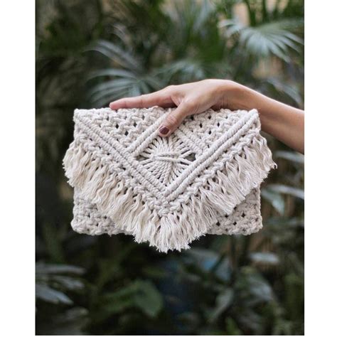 Colorful Macrame Clutch Purse Hand Woven Macrame Wallet Boho Hand Bag