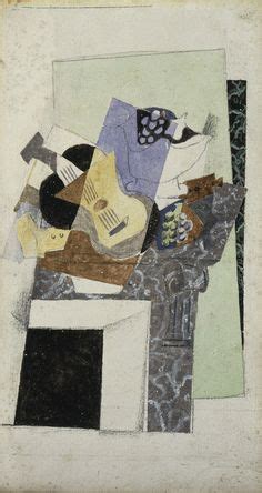 An Abstract Painting With Guitar And Other Items