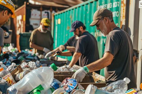 Premium Photo Workers Sorting Recyclables At A Recycling Facility