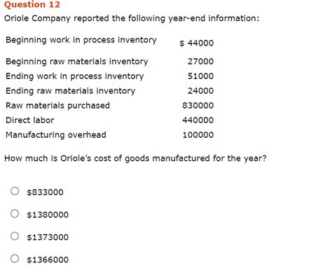 Solved Question Oriole Company Reported The Following Chegg