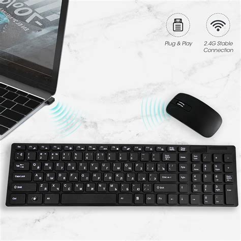 Беспроводная клавиатура и мышь тонкие "Wireless mouse & keyboard kit ...