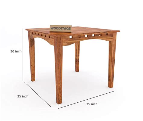 Sheesham Wood Dining Table Set with 4 Cushioned Chairs (Honey Finish ... 