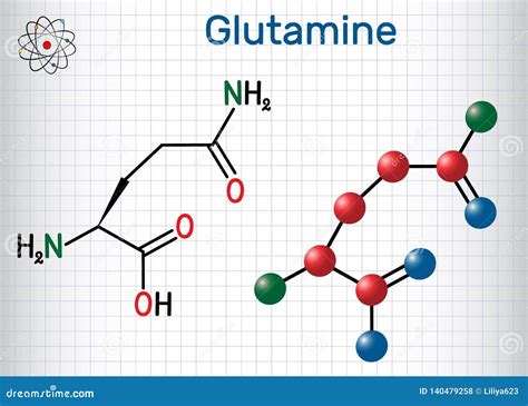 Glutamine Gln Q Amino Acid Molecule Chemical Formula C5h10n2o3