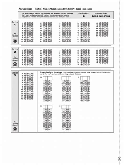 Sat Practice Answer Sheet Pdf