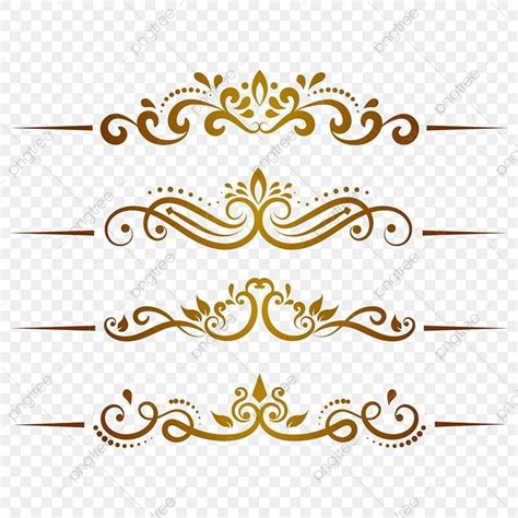 Set Of Gold Decorative Elements On Transparent Background Png Clipart