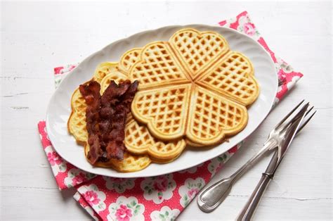 Waffles With Bacon And Maple Syrup Eat Little Bird