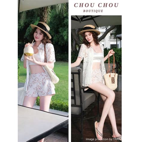 Sẵn Hỏa Tốc Set Món Đi Biển Chuẩn TRÂN ALI Áo Bikini Dâyi Quần Short Ngắn Shopee