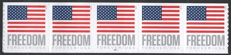 New Issue Forever Freedom U S Flag Apu Plate Strip Of Five P