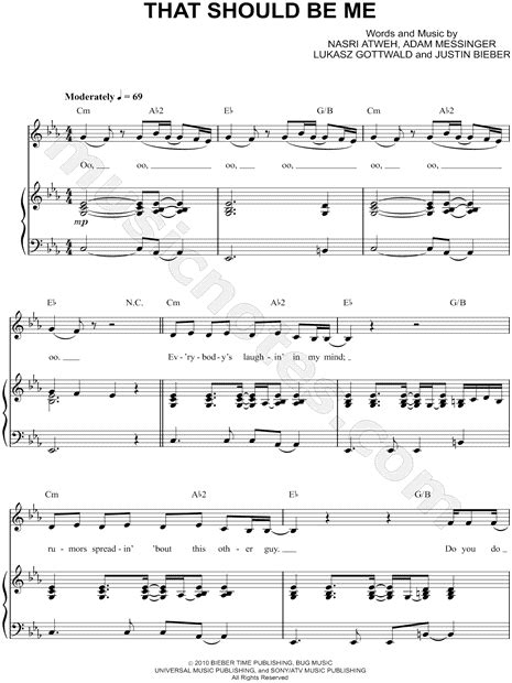 Justin Bieber That Should Be Me Sheet Music In Eb Major Transposable