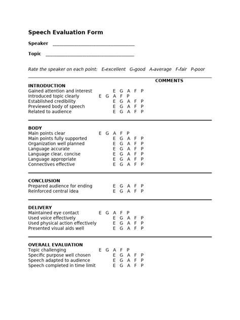 Speechevaluationform1 Pdf