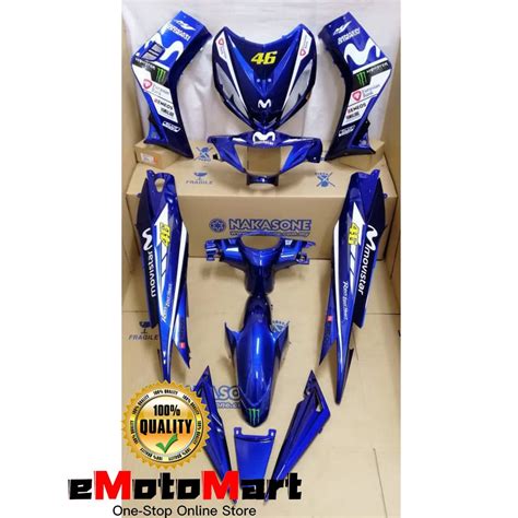 Yamaha Lc135 V1 Cover Set Gp Movistar Blue Sticker Tanam Lc135 V1 Cover