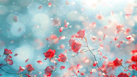 Red Rose Flower On Bokeh Background With Copy Space For Your Text