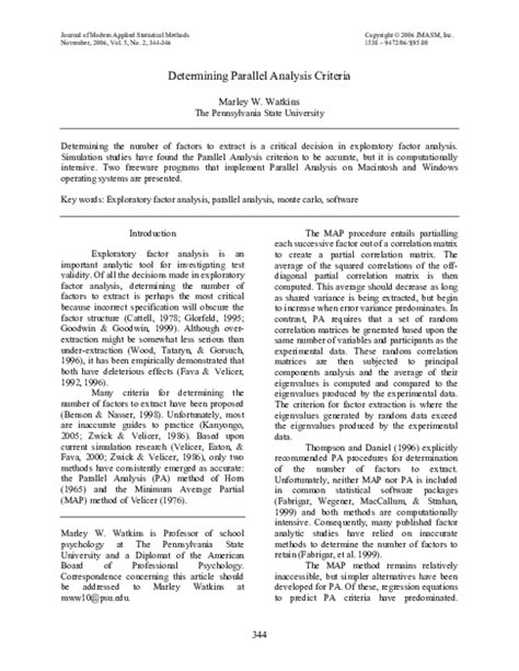 Pdf Determining Parallel Analysis Criteria Marley Watkins