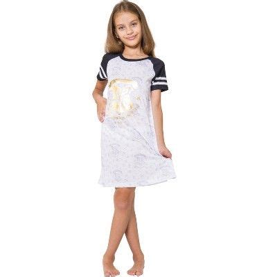 Harry Potter Pajama Hogwarts Gold Crest Short Sleeve Raglan Nightgown 6