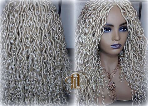 613 Blonde Goddess Faux Locs 14in Short Braid Wig Platinum Etsy