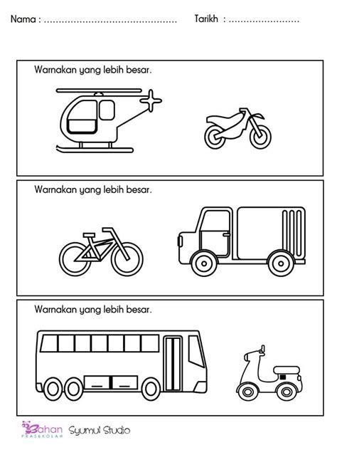 Prasekolah Sk Raja Chulan Lembaran Kerja Kenderaan Di Udar Nbkomputer