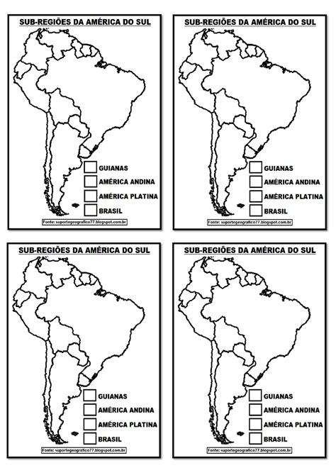 America Do Sul Para Colorir