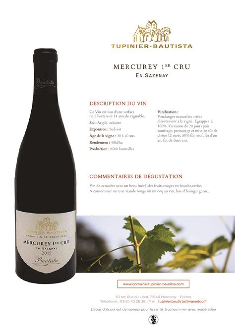 Domaine Tupinier Bautista Mercurey 1er Cru En Sazenay 2021