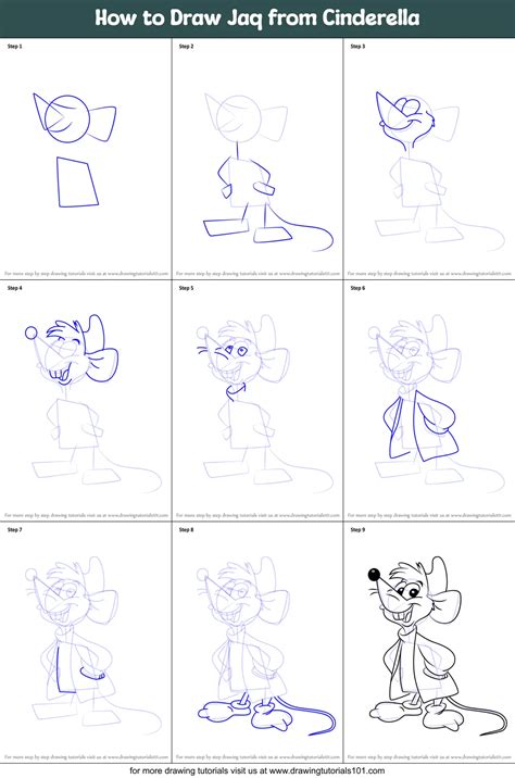 How To Draw Jaq From Cinderella Printable Step By Step Drawing Sheet