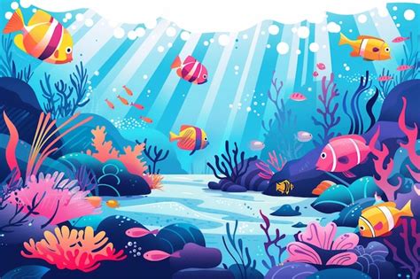 Vibrant Coral Reef Underwater Scene Premium Ai Generated Vector