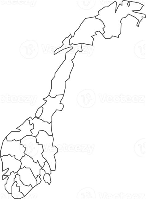 Map of Norway with detailed country map, line map. 29892710 PNG