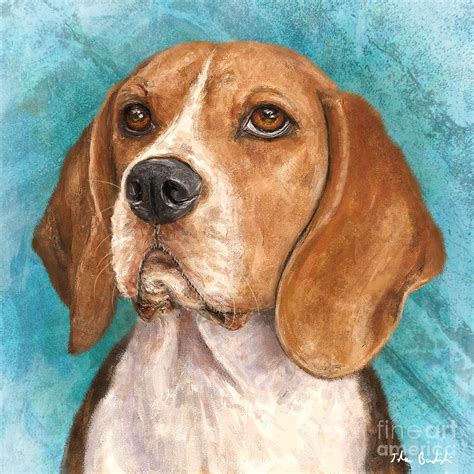 Beagle Digital Art Beagle Painting With Turquoise Background By Idan