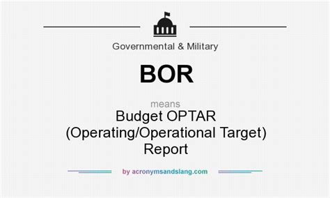 Bor Budget Optar Operatingoperational Target Report In Government