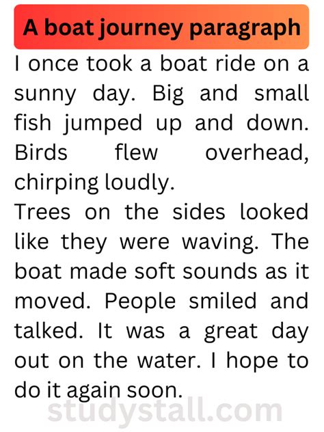 A Boat Journey Paragraph Studystall