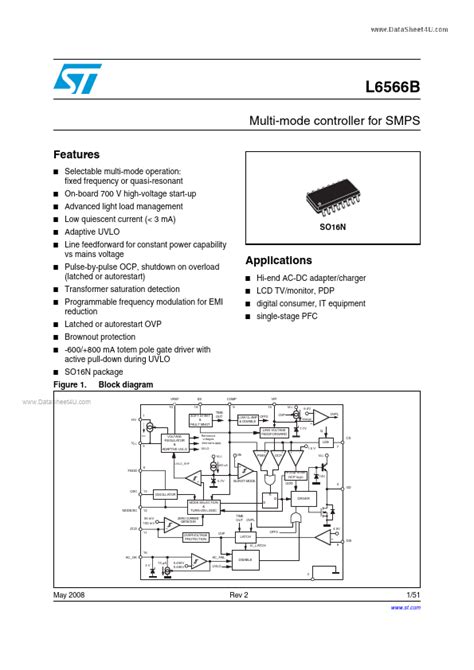 L6566b Stmicroelectronics Controller Hoja De Datos Ficha Técnica