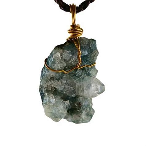 Shiny Apophyllite Crystals Stone Wire Wrapped Quartz Crystal Necklace