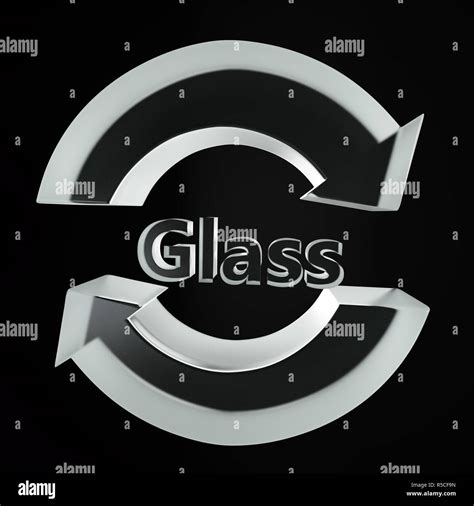 3d Render Of 3d Two Arrow Glass Recycling Symbol Over Black Background