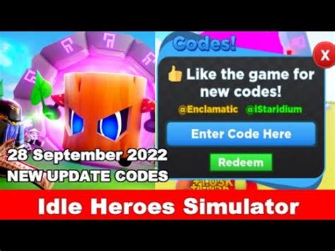 ALL CODES ACTIVE Idle Heroes Simulator ROBLOX 28 September 2022 YouTube