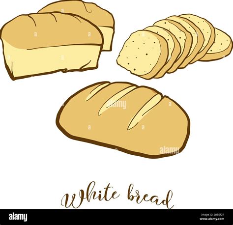 Colored drawing of White bread bread. Vector illustration of White food ...