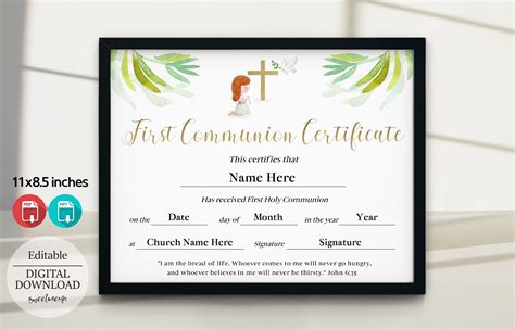 First Holy Communion Certificates