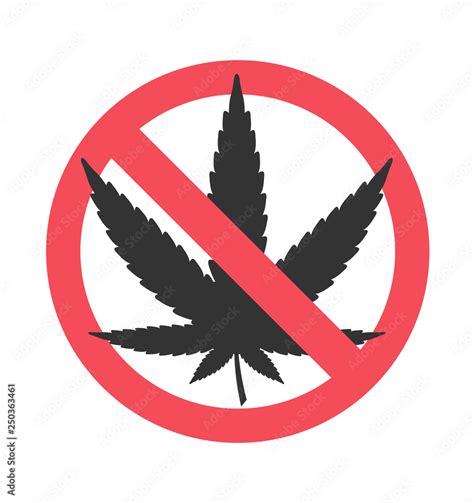 No marijuana sign. Cannabis leaf with prohibition symbol Stock Vector ...