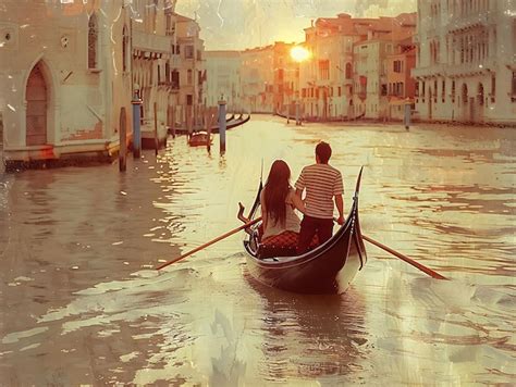 Premium Photo Couples Enjoying A Romantic Gondola Ride In Venice