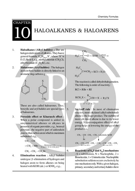 Chemistry Formula And Reactions For Class 12 Chapter Alkyl And Aryl