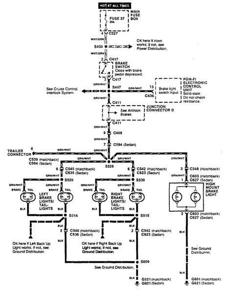 Acura Integra 1990 Wiring Diagrams Stop Lamp