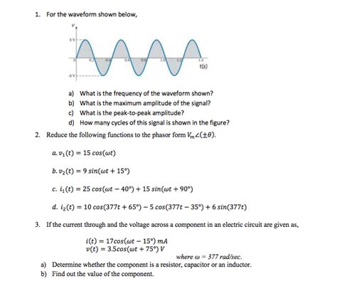 Solved 1 For The Waveform Shown Below S V Ts A B C D