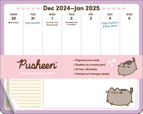 Pusheen Calendar Week Tiffy Lynnet