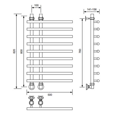 Полотенцесушитель водяной Tufo, 50/10/80, графит, купить в интернет ...