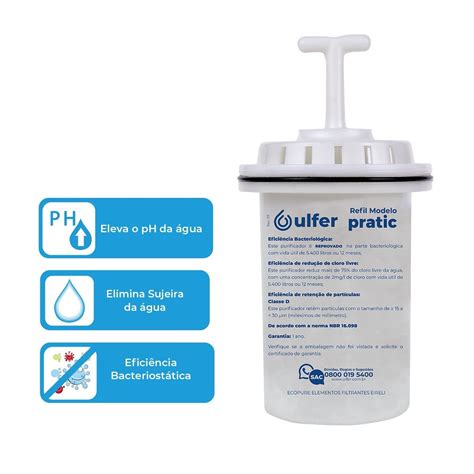 Vela Filtração Refil Jarra Purificadora de Água Pratic Ulfer