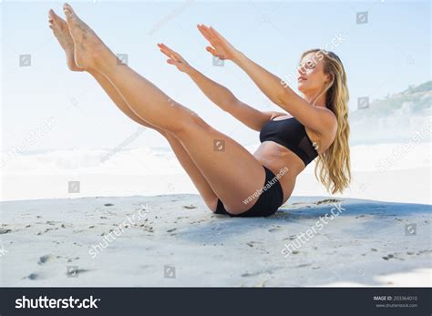 Fit Blonde Core Balance Pilates Pose Stock Photo 203364010 Shutterstock