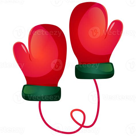 Christmas Red And Green Gloves Cartoon Illustration Christmas And New