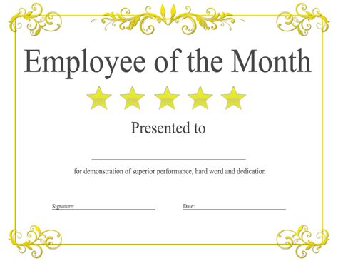 Employee Of The Month Certificate Template With Picture 2 Intended For