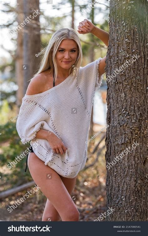 Gorgeous Blonde Bikini Model Poses Outdoors Stock Photo Shutterstock